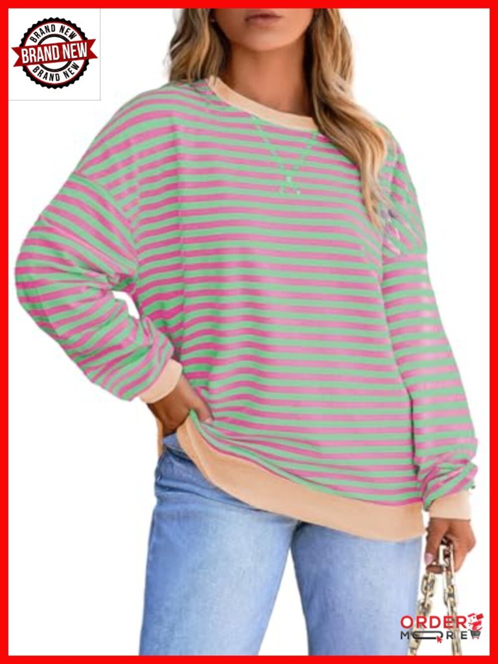 Plus Size Color Block Crew Neck Pullover Long Sleeve Casual Sweatshirt